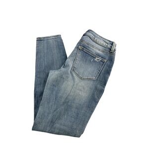 Maurices Jeans Womens Medium Distressed Blue Skinny Stretch Denim Ripped Pants